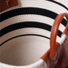 Boho Black and White Striped Woven Cotton Rope Basket Set of 3